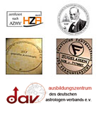 Zertifikate: Fernkurs staatlich zugelassen, AZWV zertifiziert, geprüfte Astrologin DAV, Mitglied im Verband Freier Psychotherapeuten und Psychologischer Berater e.V. (VFP) zertifikate_rechts